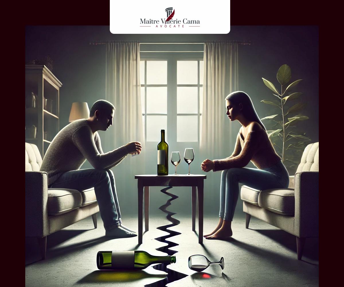 Illustration d'un divorce pour cause d'alcoolisme